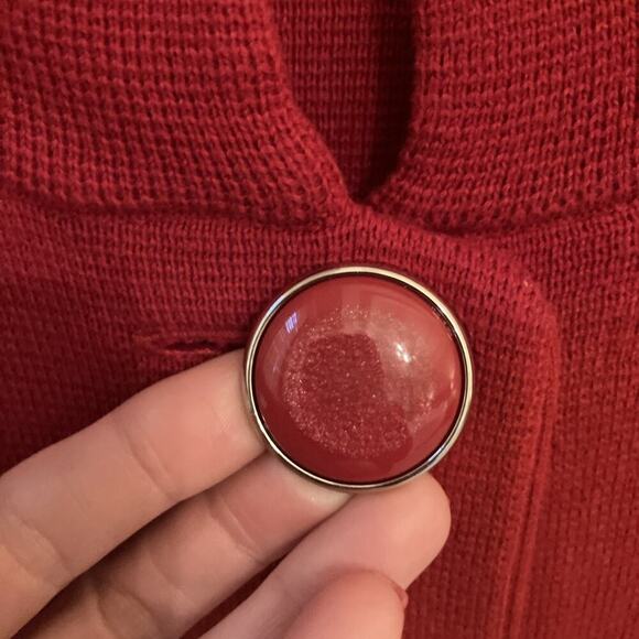 Chicos Women’s Cardigan Sweater Red Size 2 Large Heavy Large Buttons 3/4‎ Sleeve - Picture 3 of 8